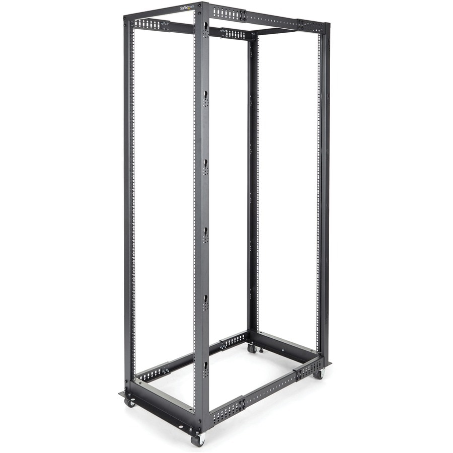 StarTech.com 4-Post 42U Mobile Open Frame Server Rack, 19in Rolling Network