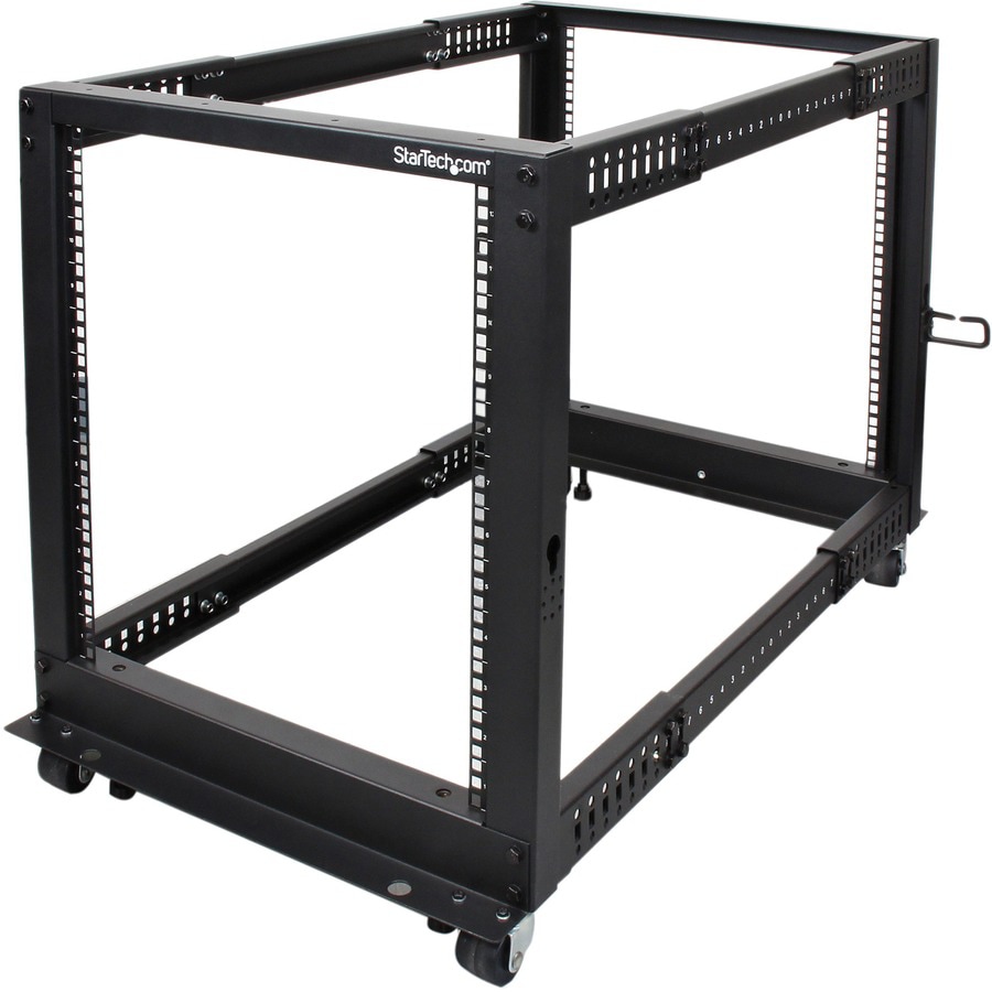 StarTech.com 4-Post 12U Mobile Open Frame Server Rack, 19in Rolling Network