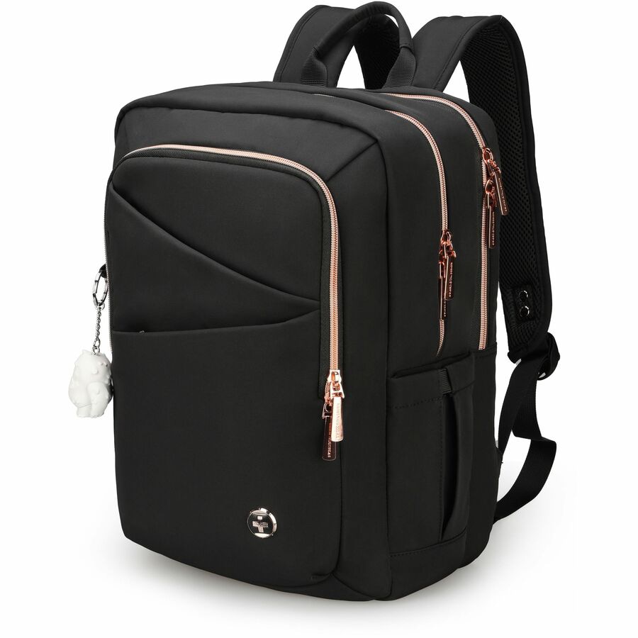 Swissdigital KATY ROSE NG Black L+ Smart Laptop Backpack - Sleek Tech Trave